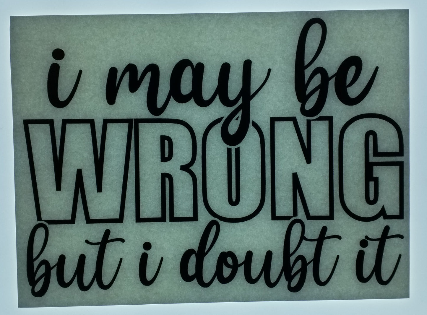 I May Be Wrong But I Doubt It